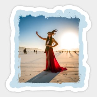 Boho Girl Boho Chic on the Desert - Burning Man inspired Sticker